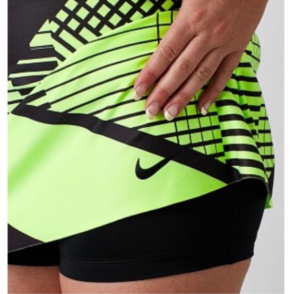 Nike Women's Spring Print Power Spin Skirt XS Green/ Neon green genie Bouchard - Picture 4 of 6